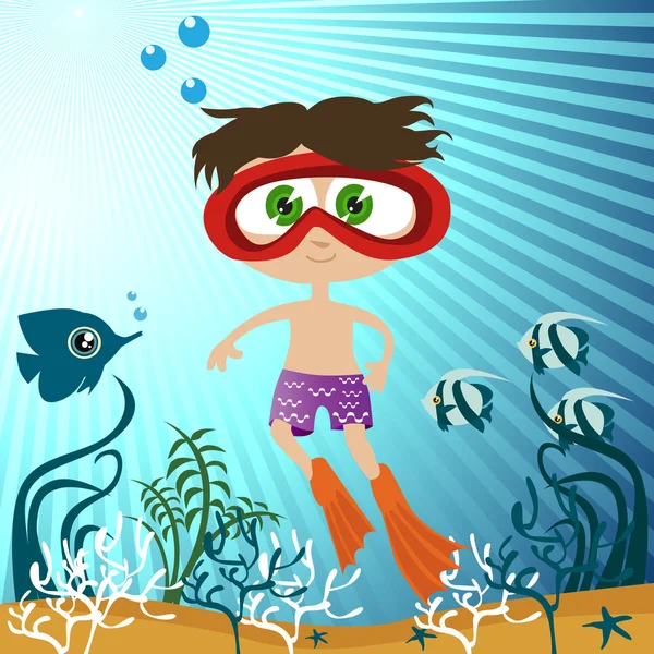 Niño bajo el agua — Archivo Imágenes Vectoriales