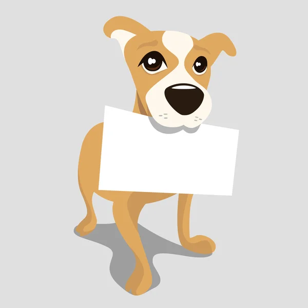 Hond met bericht papier — Stockvector