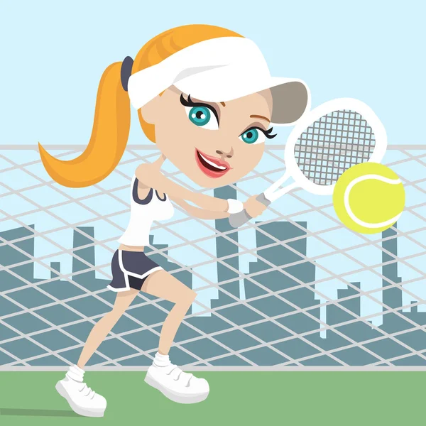 Chica jugando tenis — Archivo Imágenes Vectoriales
