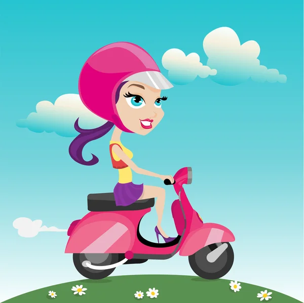 Γυναίκα μοτοσικλέτα ιππασίας — Διανυσματικό Αρχείο