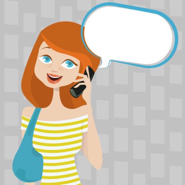 Woman talking on phone clipart