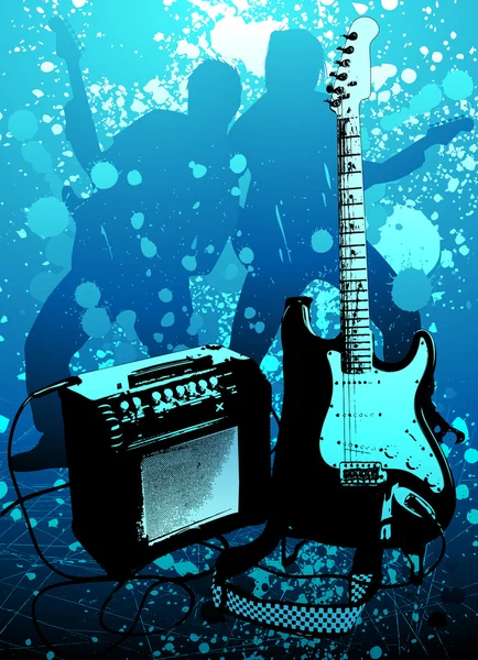 Guitarra grunge y ampli — Vector de stock