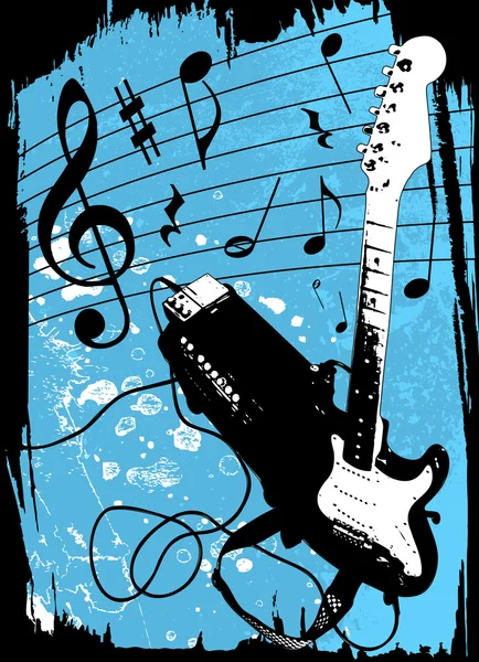 Grunge 的吉他和放大器 — 图库矢量图片