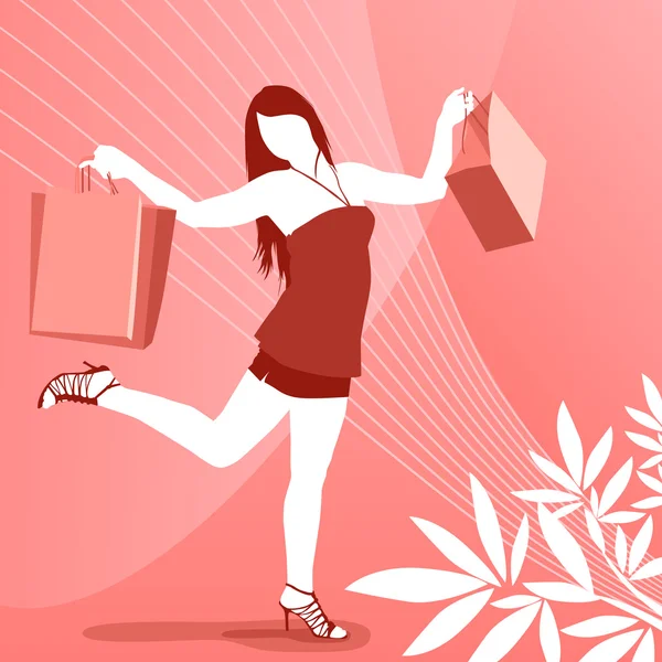 Γυναίκες και ευτυχής για ψώνια — Διανυσματικό Αρχείο