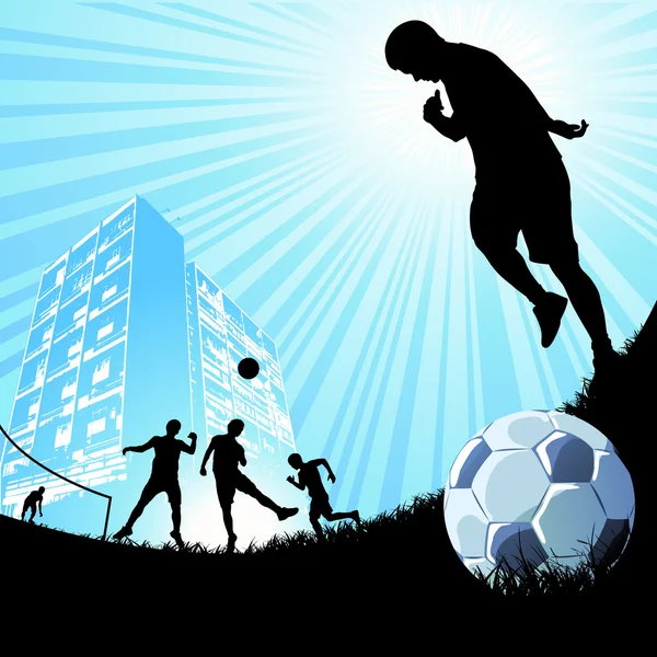 Jugando fútbol — Vector de stock