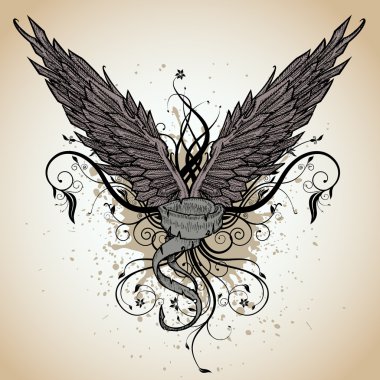 Grunge wing clipart