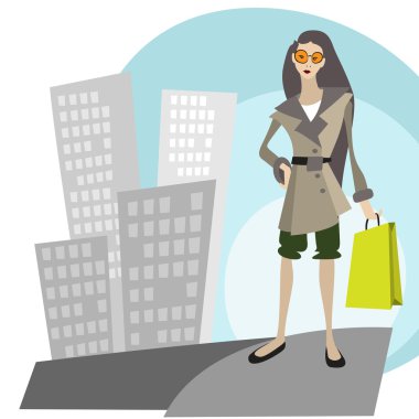 Shopping in the city clipart