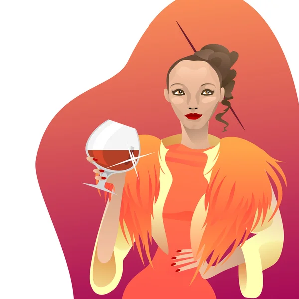 Элегантная женщина с напитком — стоковый вектор