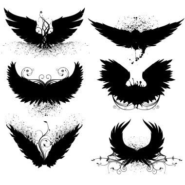 Grunge wing silhouette clipart