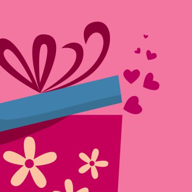 Gift box with fly hearts clipart