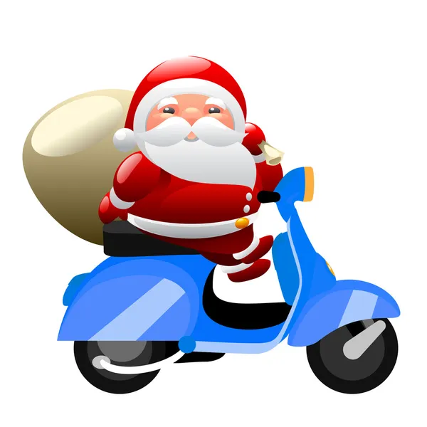 Santa jazdy na skuter — Wektor stockowy