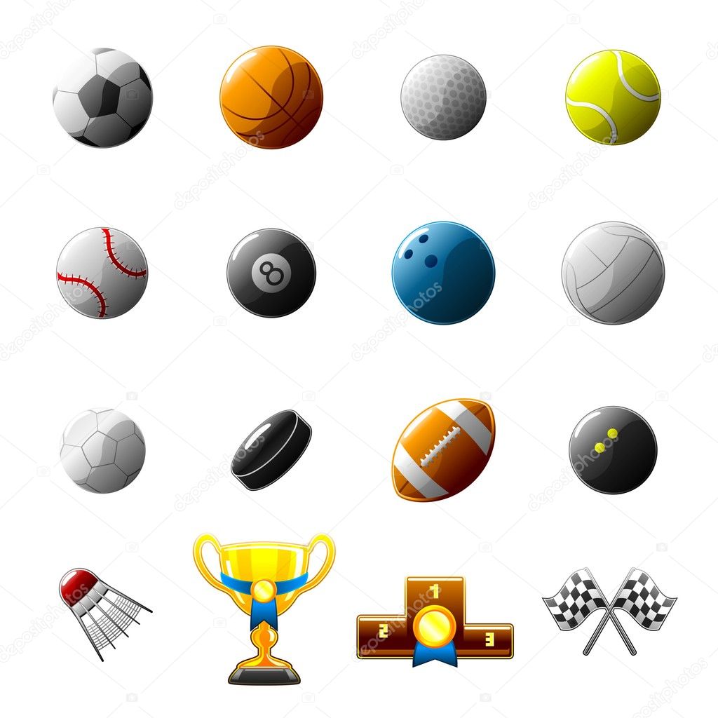 Sport balls and objects icon