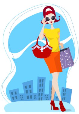 Shopping girl clipart