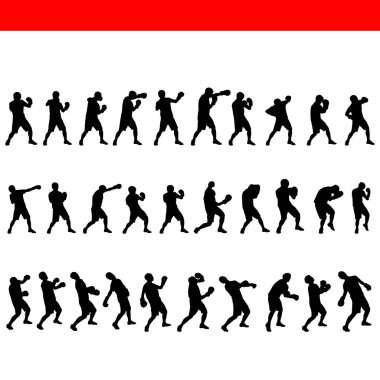 Boxing silhouette set clipart