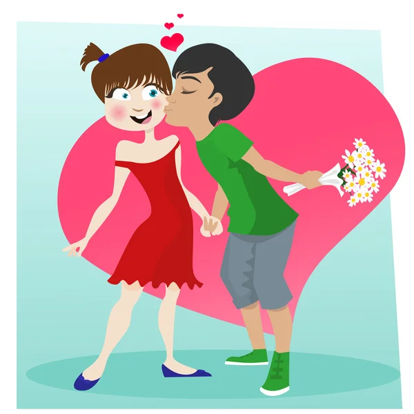 Mignon baisers couple — Image vectorielle