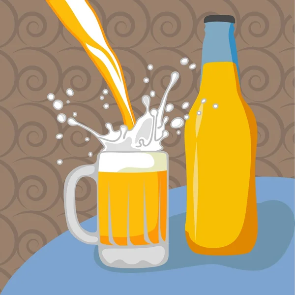 Bottiglia di birra e vetro — Vettoriale Stock
