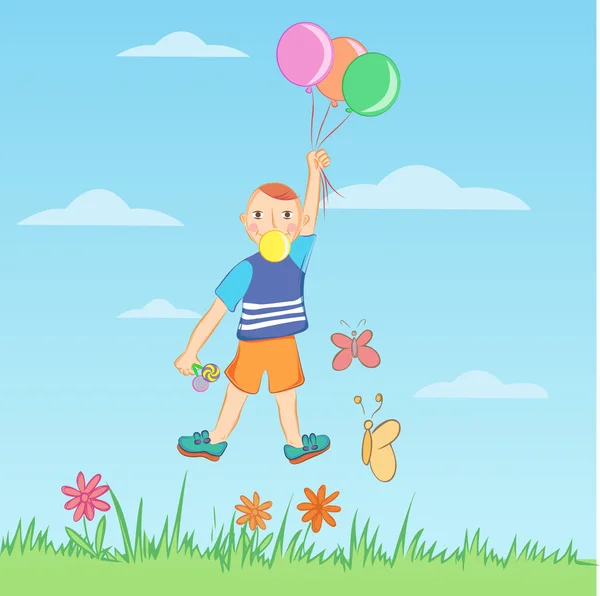 Garçon ballon — Image vectorielle