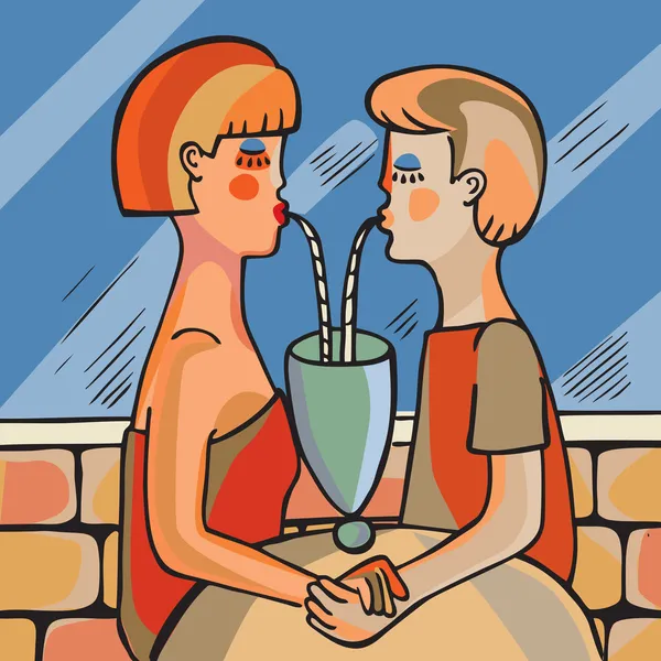 Couple drinking — Stock Vector