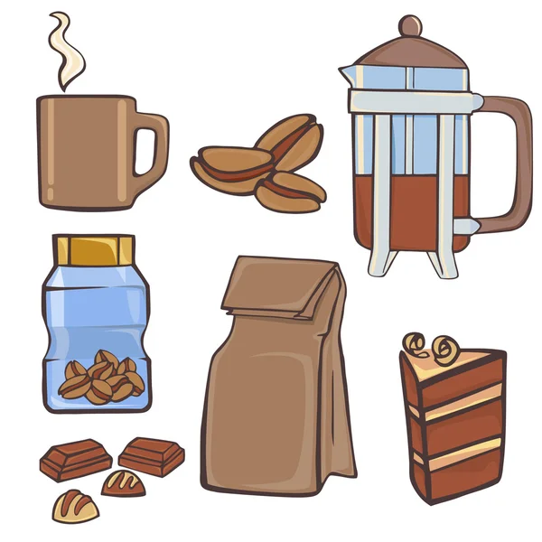 Набор кофейных материалов — стоковый вектор