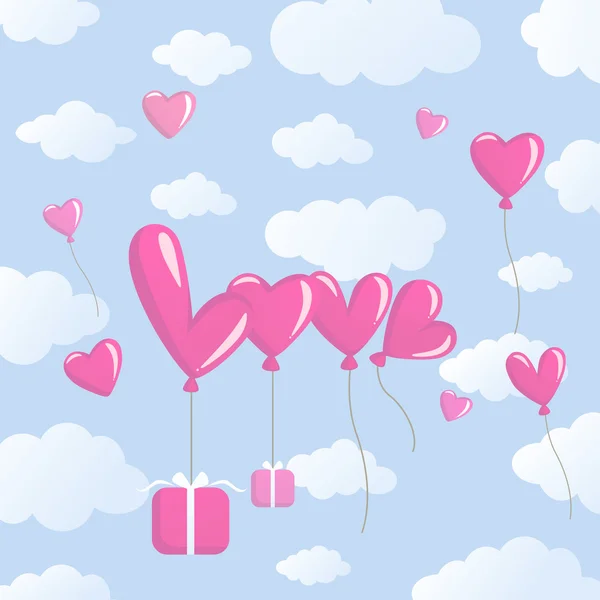 Aşk balonlar — Stok Vektör