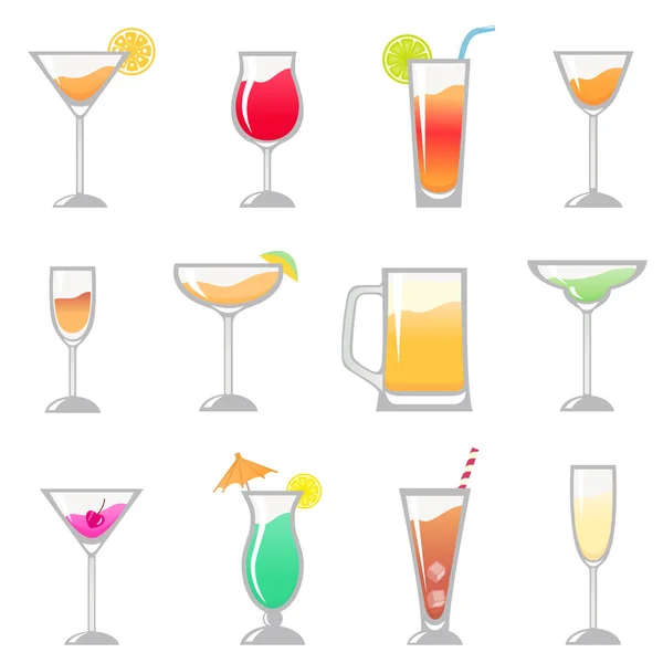 Bebidas alcohólicas vasos — Vector de stock