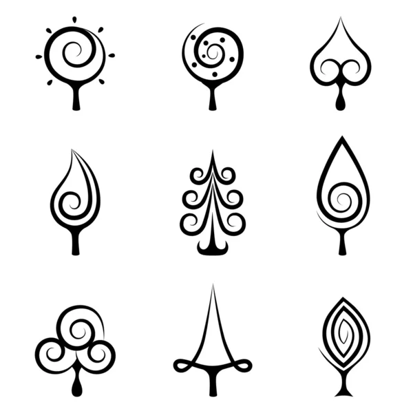 Simboli astratti dell'albero — Vettoriale Stock