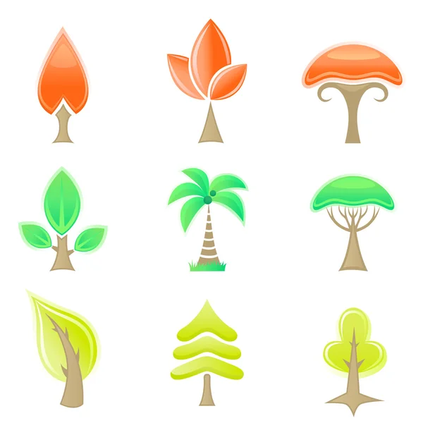 Träd ikoner — Stock vektor