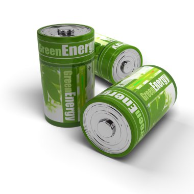 Renewable energies concept - green and eco friendly batteries clipart