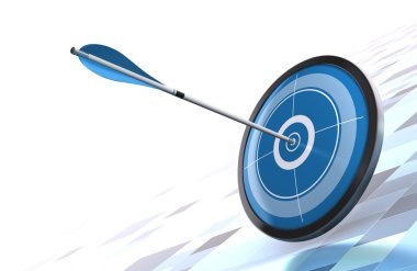 Blue target and arrow goal concept clipart