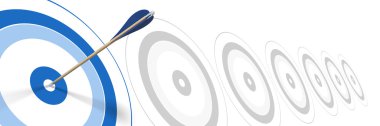 Efficient - blue arrow, hitting the center of blue target clipart