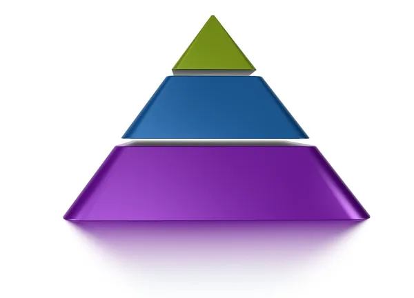 Skivad pyramid diagram 3 nivåer — Stockfoto