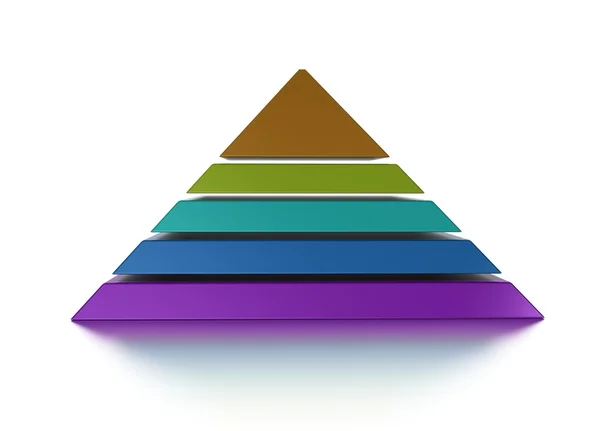 Gesneden piramide grafiek vijf niveaus — Stockfoto