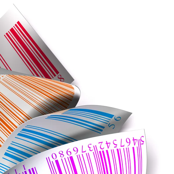 Etichetta adesiva codici a barre multicolore su sfondo bianco — Foto Stock