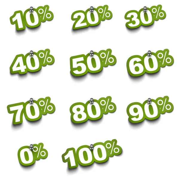 Uppsättning av procentandel klistermärken — Stockfoto