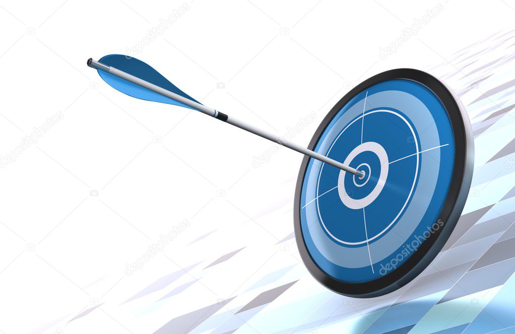 Blue target and arrow goal concept