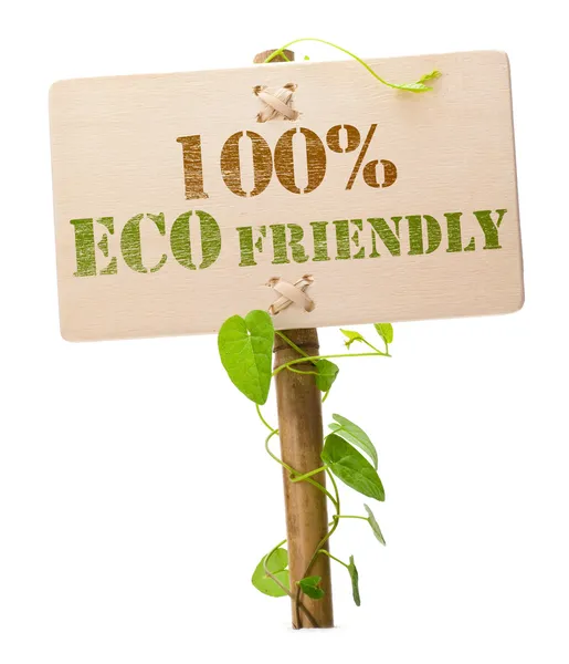 100% eco friendly green sign — Stock Photo, Image