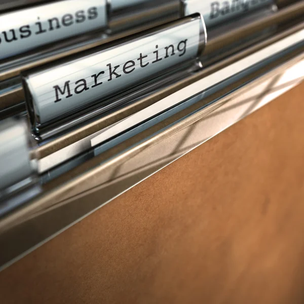 Marketing word and folder — Stock Photo, Image