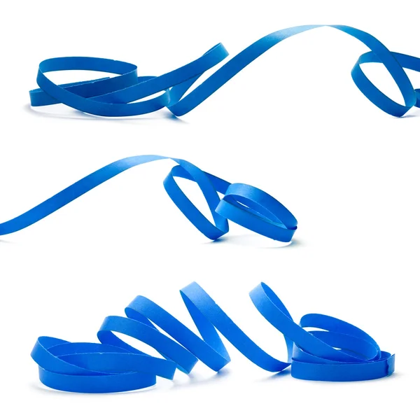 Blue streamer over white backgrtound — Stock Photo, Image