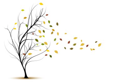 Decorative tree silhouette in autumn clipart