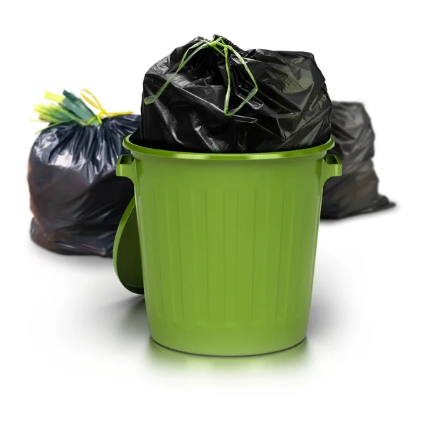 Lata de lixo verde — Fotografia de Stock