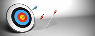 Target arrow over a gray background banner clipart