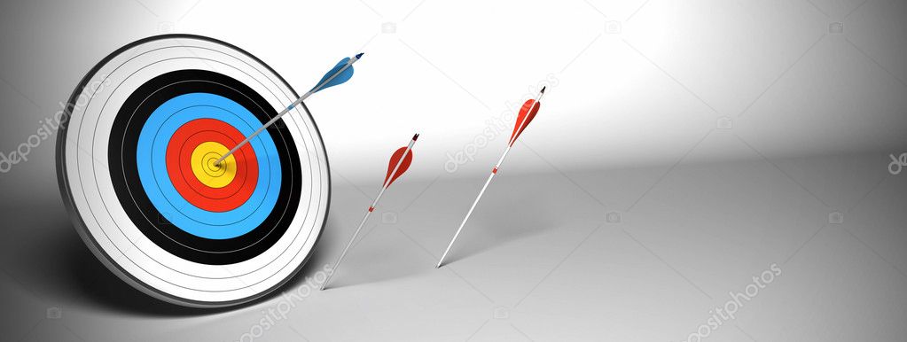 Target arrow over a gray background banner