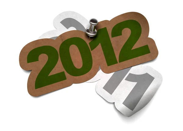 Green 2012 vs 2011 - 2012 greeting card — Stock Photo, Image