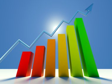 3d graph showing growing profits or earnings with arrow clipart