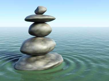 3d Zen stones in a zen water clipart