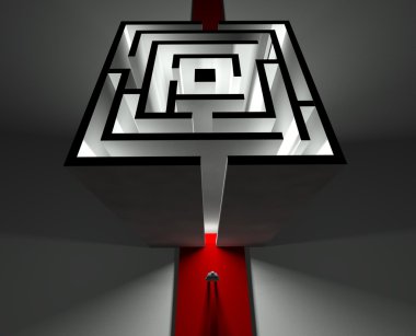 Businessman and Maze, 3d concept of problem and task clipart