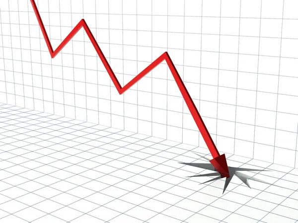 Krisen på finansmarknaden, 3d abstrakt med graf, pilen och hål — Stockfoto