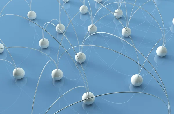 社会网络连接的概念，抽象 3d 图与球 — 图库照片