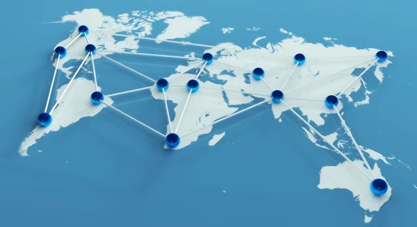Soziale Netzwerkverbindung und Teamarbeit, abstrakte Welt — Stockfoto
