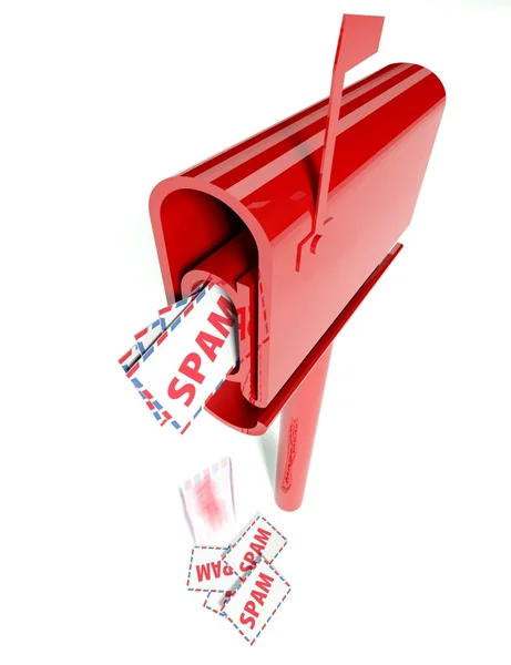 Caixa de correio transbordando com spam, concepção de e-mail — Fotografia de Stock